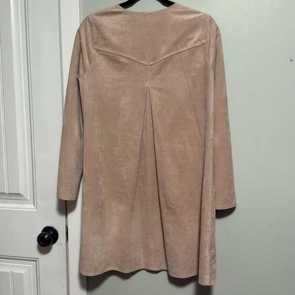 BCBGMaxAzria | Beritt Long Sleeve Tan Dress Faux Suede - fits XS-Medium - Picture 7 of 8